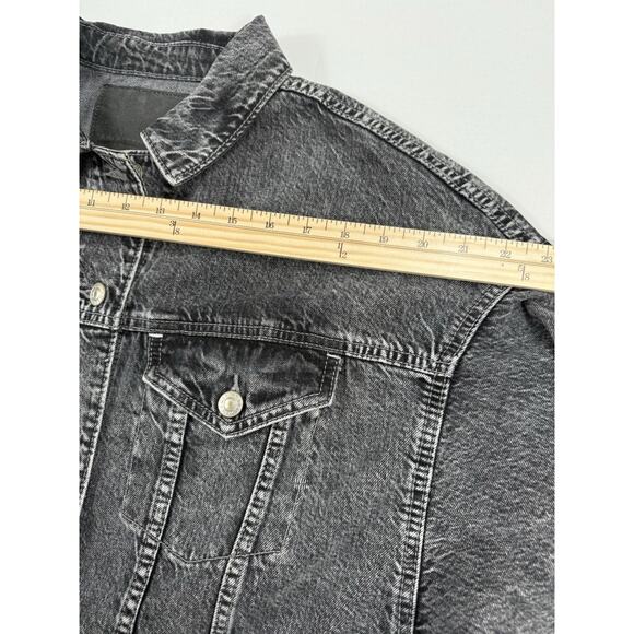 American Eagle Jean Jacket S/P UNISEX Black Denim Trucker Grunge Biker Unlined - Picture 11 of 16